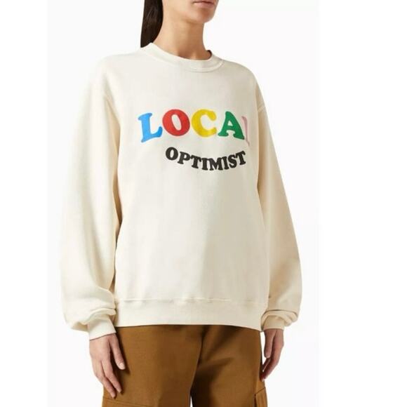 Madhappy 100% Cotton Cream Local Optimist Crewneck Sweater Size Large - Picture 1 of 7